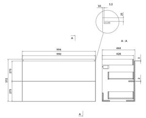 Cersanit Larga, dulap pentru lavoar suspendat 100cm, alb lucios, S932-076