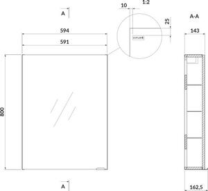 Cersanit Larga, dulap oglinda suspendat 80x60x16 cm, alb, S932-016