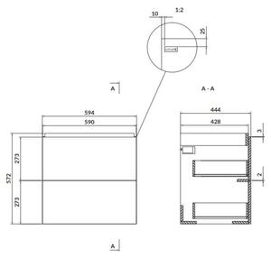 Cersanit Larga, dulap pentru lavoar suspendat 60cm, alb lucios, S932-070