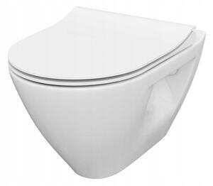 Cersanit Mille Plus CleanOn, vas WC montat pe perete 500x360x365 mm + scaun din duroplast cu inchidere lenta, alb, S701-454