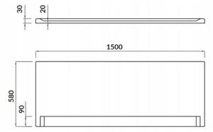 Cersanit Lorena, panou cada 150cm, stanga/dreapta, alb, S401-067
