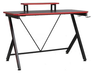 Birou B-202, negru/rosu, PAL si metal, 120x60x76 cm