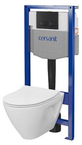 Cersanit Mille, cadru de încasări System50 MECH + vas de toaletă de perete Mille Plus CleanOn + buton MOVI II negru, S701-756
