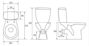 Cersanit MITO WC COMBI 3/6 lit.- pile spate drept + scaun WC PP, TK001-009