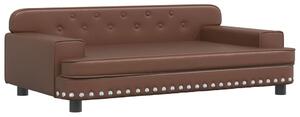 Canapea pentru copii, maro, 90x53x30 cm, piele ecologică
