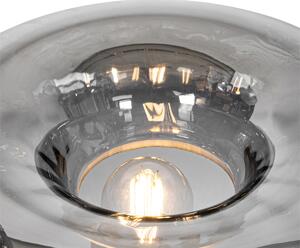 Lampa de masa Art Deco neagra cu sticla fumurie - Ayesha