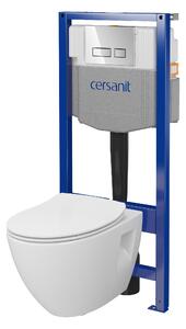 Cersanit Moduo, cadru de încasare System50 MECH + vas de toaletă montat pe perete Moduo Plus CleanOn + buton cromat MOVI II, S701-769