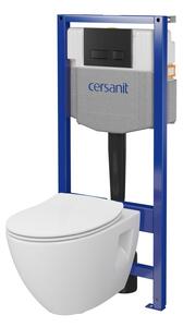 Cersanit Moduo, cadru încastrat System50 MECH + vas de toaletă suspendat Moduo Plus CleanOn + buton negru MOVI II, S701-766