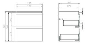 Cersanit Moduo, dulap pentru lavoar suspendat 50 cm, gri lucios, S929-011
