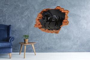 Autocolant de perete gaură 3D Cal negru