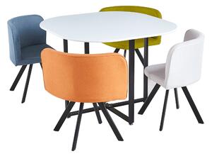 Set masa cu 4 scaune BEVIS NEW, stofa clasica/metal, multicolor