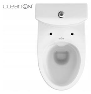 Cersanit Parva CleanOn, toaletă combinată cu flux 3/5l, scurgere orizontală, alimentare cu apă din lateral și scaun antibacterian din duroplast, alb,…
