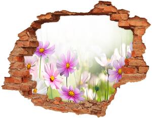 Fototapet un zid spart cu priveliște Flori în lunca