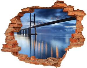 Fototapet un zid spart cu priveliște pod Illuminated