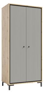 Dulap PARII PA01, stejar artisan/gri, PAL laminat, 89x54x196 cm