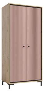 Dulap PARII PA01, stejar artisan/roz, PAL laminat, 89x54x196 cm
