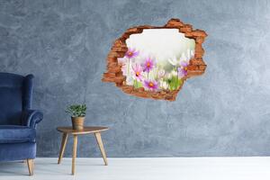 Fototapet un zid spart cu priveliște Flori în lunca