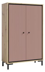 Comoda PARII PA15, stejar artisan/roz, PAL laminat, 89x37x140 cm