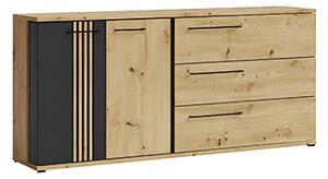 Comoda MOLTO ML13, stejar artisan/negru, PAL, 180x37x86 cm
