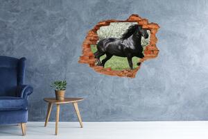 Autocolant un zid spart cu priveliște flori cal negru