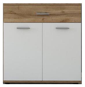 Comoda IRIA E, stejar wotan/alb, PAL melaminat, 80x35x84 cm