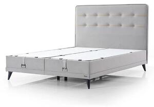 Pat FLEXFIT 120x200, stofa catifelata gri - Noway E1055, cu somiera si spatiu depozitare