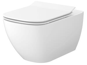 Cersanit Virgo, vas de toaletă suspendat CleanOn 56x36x37 cm cu scaun cu cădere lent, alb, S701-427