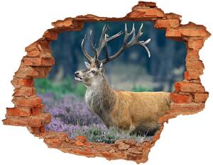 Autocolant 3D gaura cu priveliște Deer de lavandă