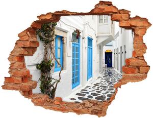 Fototapet 3D gaură în perete străzile grecești
