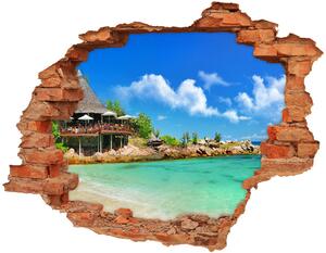 Autocolant 3D gaura cu priveliște plaja Seychelles