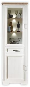 Vitrina JASMIN, alb/stejar artisan, PAL/sticla, cu iluminare LED, 66x42x204 cm