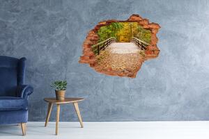 Autocolant 3D gaura cu priveliște Podul în pădure toamnă