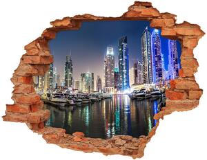 Fototapet 3D gaură în perete Dubai timp de noapte