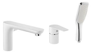 Invena Dokos, baterie de baie cu 3 orificii, alb-crom, INV-BW-19-S02-V