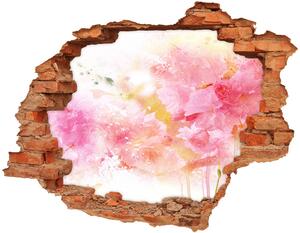 Fototapet un zid spart cu priveliște flori