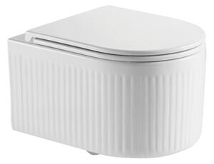 Invena Glamour, vas de toaletă montat pe perete cu Swirlflush 495x365x363 mm + scaun de toaletă cu închidere lentă, alb, INV-CE-92-001-L