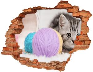 Autocolant un zid spart cu priveliște Cat cu motkami