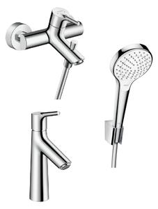 Set baterie cadă-duș Hansgrohe Talis S 72400000, baterie lavoar Hansgrohe Talis S 72020000, 26421400