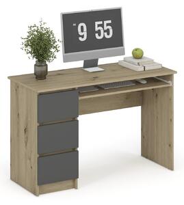 Birou CINO, stejar artisan/gri grafit, PAL laminat, 120x50x77 cm