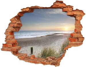 Fototapet un zid spart cu priveliște Apus de soare și dune de nisip