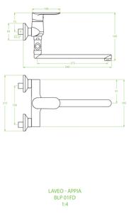 Laveo Appia, baterie de baie/duș montată pe perete h-185, crom, LAV-BLP_01FD