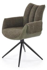 Scaun K579, verde olive/negru, stofa clasica/piele ecologica/otel, 65x64x87 cm