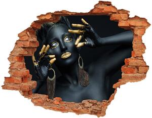 Fototapet 3D gaură în perete Femeia în negru