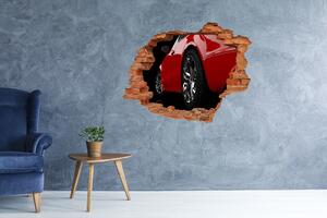 Autocolant de perete gaură 3D mașină roșie