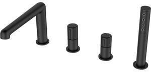 Laveo Pretto, baterie de baie cu 4 orificii, negru mat, LAV-BAO_714D