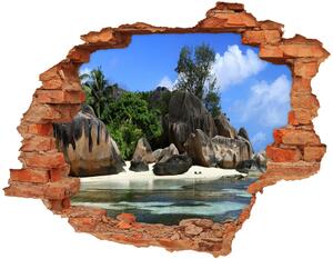 Autocolant 3D gaura cu priveliște Seychelles panorama