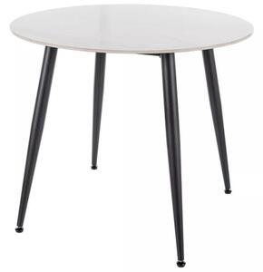 Masa RION, alb cu efect de marmura/negru, ceramica/metal, 90x90x76 cm