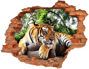 Autocolant un zid spart cu priveliște Tiger pe stâncă