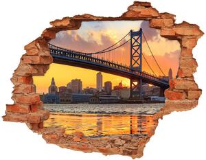 Autocolant un zid spart cu priveliște Podul Philadelphia