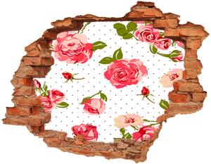 Fototapet un zid spart cu priveliște Trandafiri